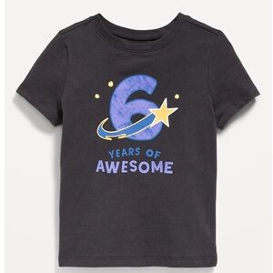 6 Years of Awesome! Birthday Shirt Size 6T Charcoal Gray/Black Short Sleeve